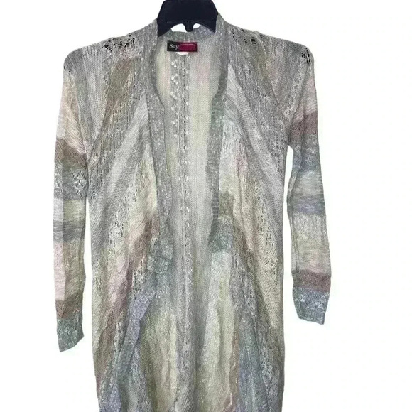Open Knit Open Face lightweight long cardigan Exc Con size Medium - Picture 1 of 7